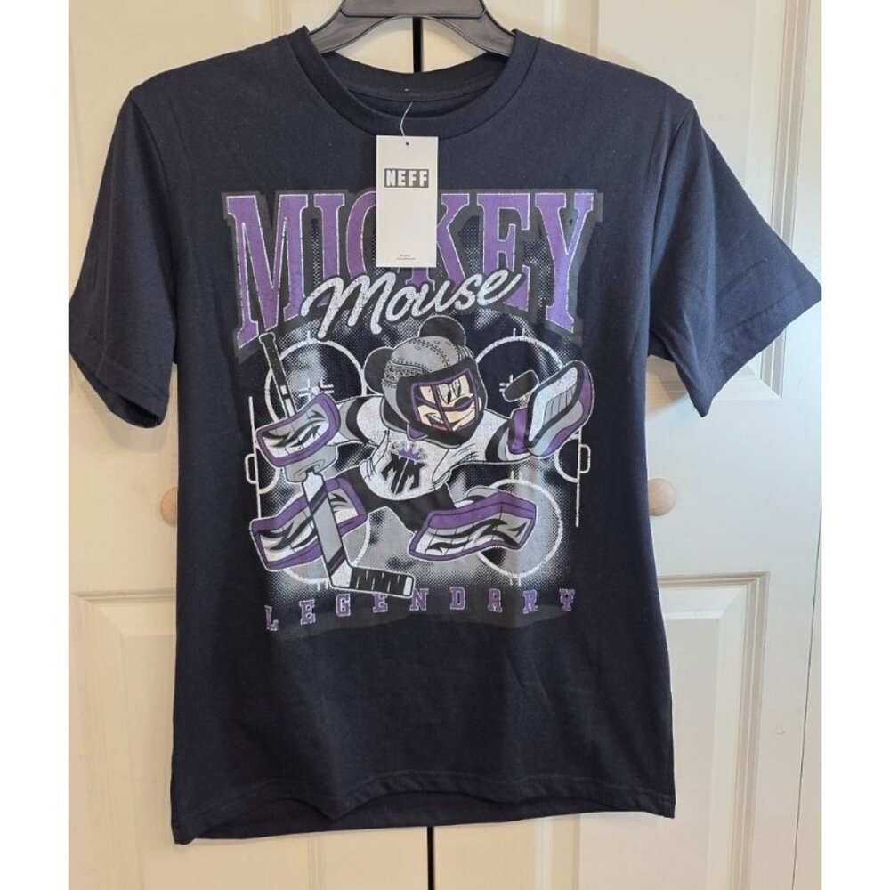 Neff Disney Mickey Mouse‎ Graphic T-Shirt Men Size M Black Streetwear Crewneck